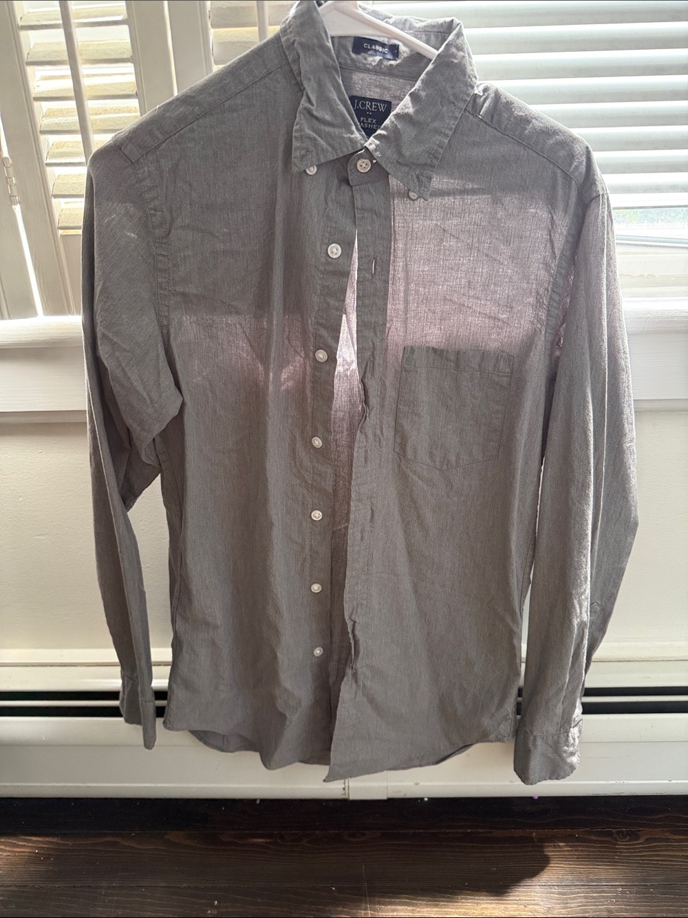 J. Crew Men's Light Gray Button-Down Casual Shirt
